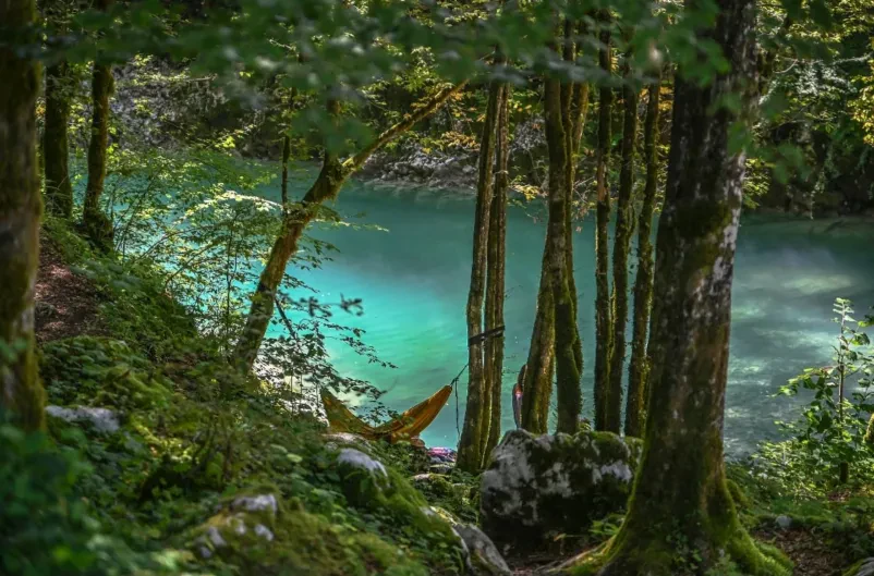 Camping am Fluss Nadiža bei Kobarid in Slowenien