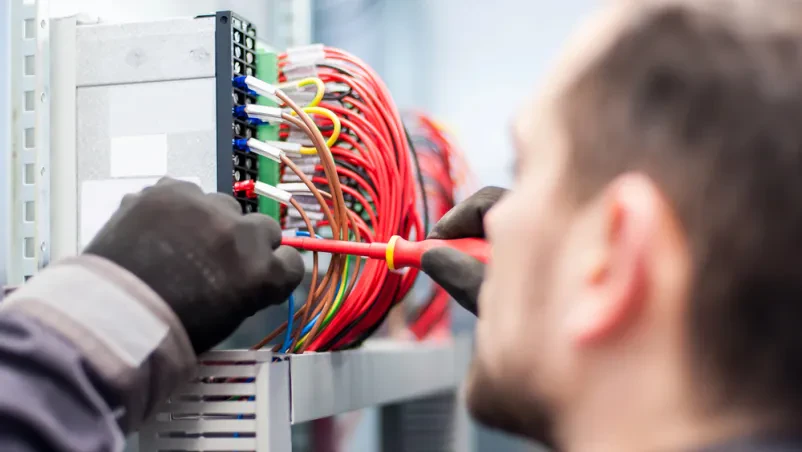 Moški v moderni delovni jakni za varnost Dobra trgovina z gradbenim in elektro materialom Slovenija