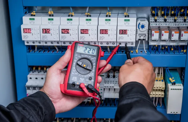 Priklopljena merilna naprava v električno omarico Štajerska