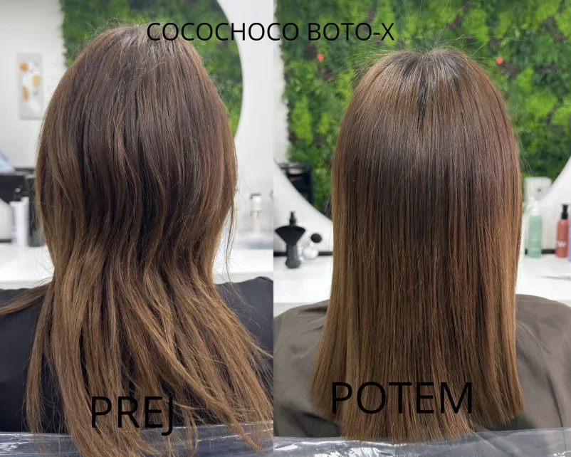 Stranka po postopku globinske nege las v frizerskem salonu v Gornji Radgoni v Pomurju.