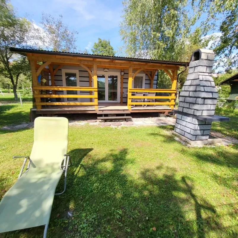 RV park, riverside campsite