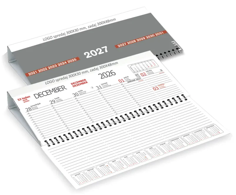 Stenski, trodelni in namizni poslovni koledarji 2027