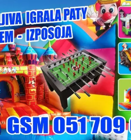 Napihljiva igrala paty najem in izposoja