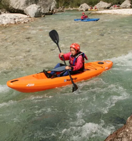 Kayaking on river soca