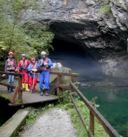 Planina cave with boats