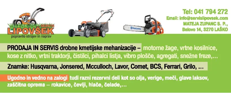 Popravilo Husqvarna opreme Savinjska, Štajerska