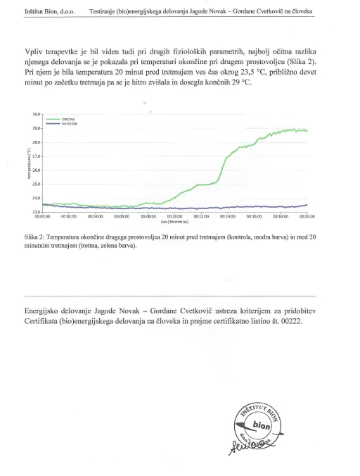 poročilo o testiranju (bio)energijskega delovanja na človeka