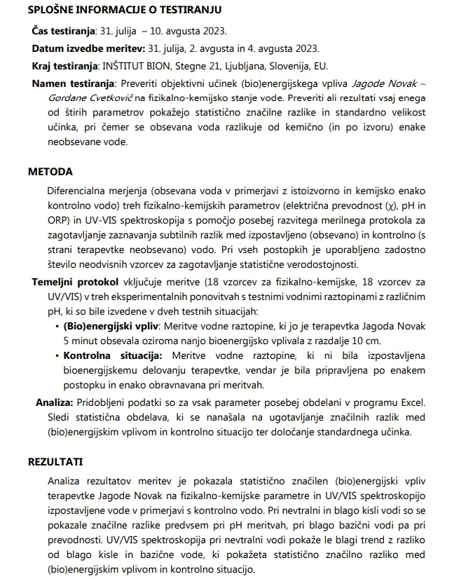 poročilo o delovanju na človeka