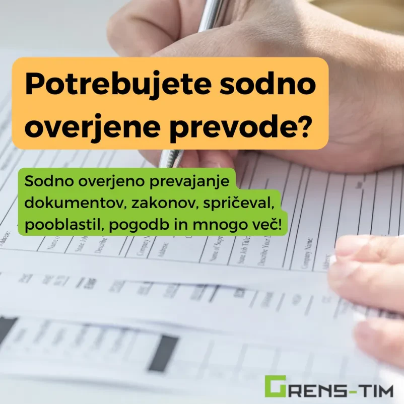 Strokovno prevajanje, sodni prevodi Ljubljana, Osrednja Slovenija