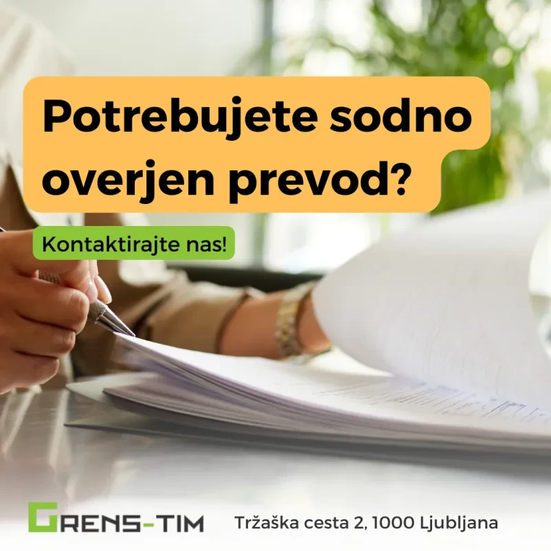 Sodno prevajanje in tolmačenje Osrednja Slovenija