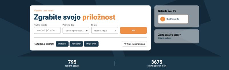 Vpis na MojeDelo kot iskalec zaposlitve