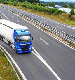 International transport of goods with boom truck Europe