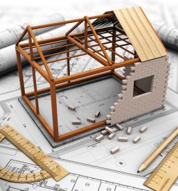 Herstellung von Fertighäusern un Skelettbau