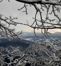 zima pred Planinsko kočo Rudijev dom v Vzhodni Sloveniji