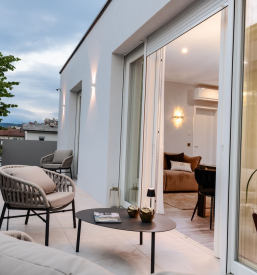 Modern Cube building complementing our apartments in Ljubljana