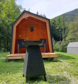 Wooden glamping houses Lake Bled