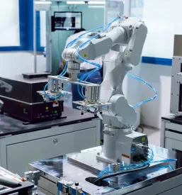 Robotska roka z orodjem v industriji. Prijemala, kot element za avtomatizacijo proizvodnje, so na voljo v spletni trgovini.