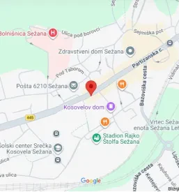Zemljevid, ki podrobno prikazuje strateško lokacijo podjetja Globake, pomembnega dobavitelja gostinskih strojev.