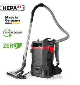 Kompakten in ergonomičen baterijski nahrbtni sesalnik BoostiX iGO ZERO z vsemi nastavki, idealen za profesionalno čiščenje.