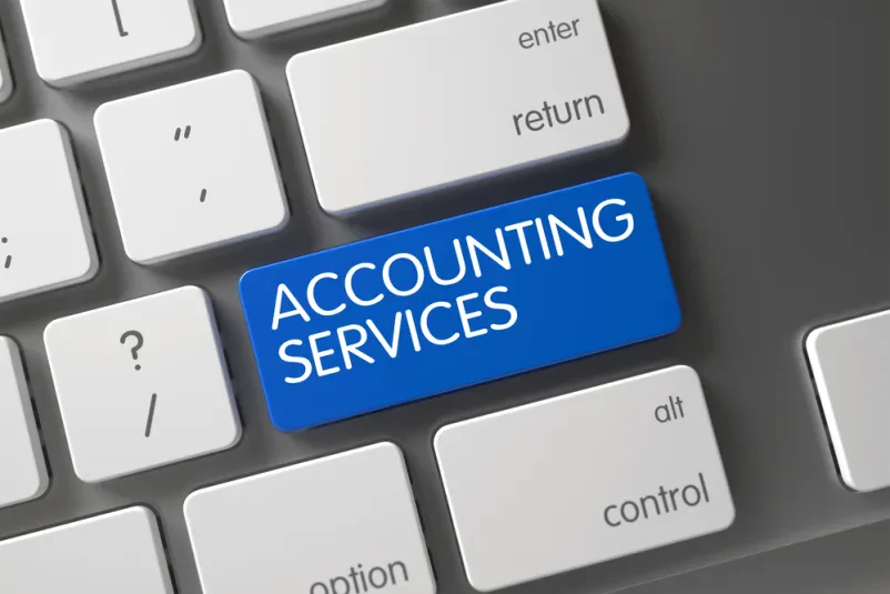 Tipka za računovodske storitve Tipka »Accounting Services« na prenosnem računalniku simbolizira sodobno in učinkovito Kvalitetno računovodstvo Ljubljana.