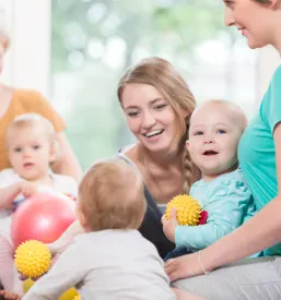 Parents, grandma with kids