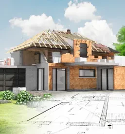 Strokovnjak s kavo in pisalom natančno pregleduje projektno dokumentacijo pred začetkom ali med potekom gradnje.