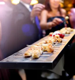 Pogostitev s hrano za goste zabave, kjer je za pogostitev poskrbel catering iz Kopra.