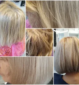 Več sličic blond las od zadaj